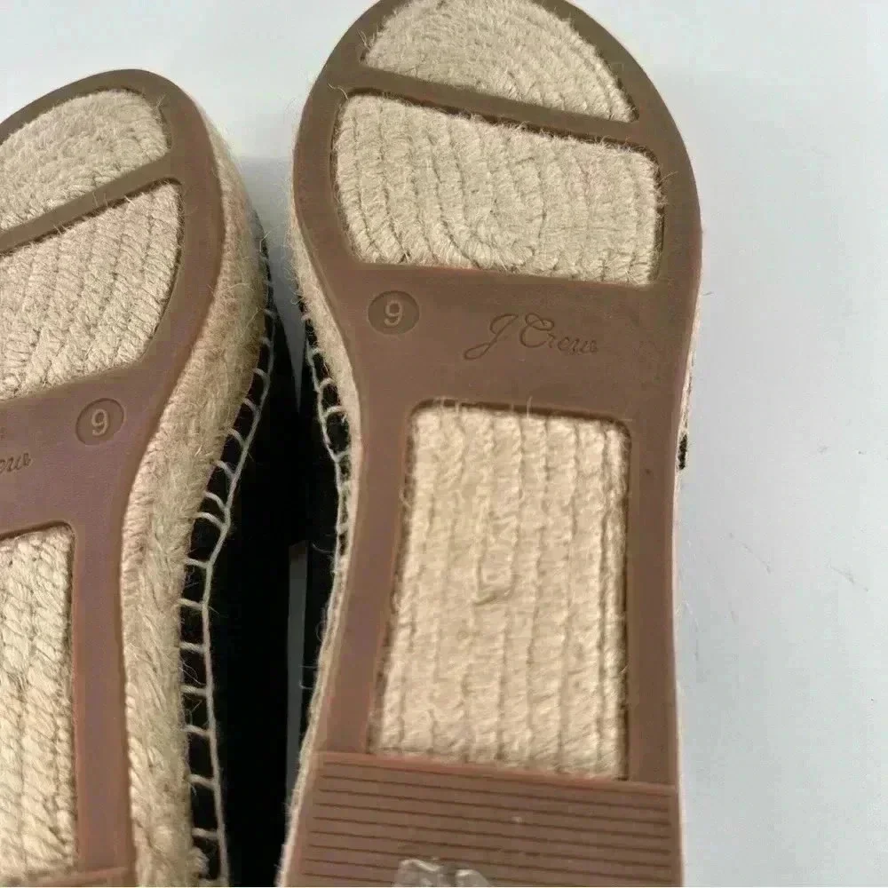 J crew womens flats size 9 black canvas Espadrilles resort wear coastal granny